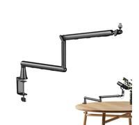 Adjustable Boom Arm - Microphone Stand for Podcasting | 360 Degree Rotating Supports with Clamp Mount, Desktop Holder for Studio, Music, Singing, Content Creation, Computer, Recording Setup