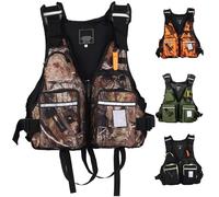 Adjustable Buoyancy Swimming Vest for Adults, Lightweight Multi-Pocket Fishing Swim Vest with Breathable Design for Kayaking Boating Swimming Water Sports Safety Gear Men Women(LeafCamouflage)