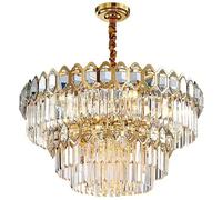 Adjustable Ceiling Light Contemporary Pendant Lights Fixture Hallway Kitchen Bathroom,Crystal Chandelier for Living Room-Golden 10 Home Decor Lamp(15 Head)