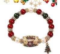 Adjustable Christmas Charm Bracelet Beaded Holiday Jewelry, Festive Fashion