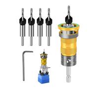 Adjustable Countersink Bit, 7 Pieces Drill Set, 9x3x3cmWoodworking Tool with Depth Stop Feature, Quick Change Drill, Metal Bit with Precision Design, Excellent Woodworking Kit for MDF