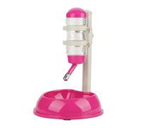Adjustable Dog Bowl Feeder, Pet Food Dispenser and Water Bottle Set, Durable Plastic Dog Feeder with 500ml Water Bottle and 1800g Food Bowl, Height Adjustable for Dogs of (Rose Red)