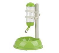 Adjustable Dog Bowl Feeder, Pet Food Dispenser and Water Bottle Set, Durable Plastic Dog Feeder with 500ml Water Bottle and 1800g Food Bowl, Height Adjustable for Dogs of (Green)