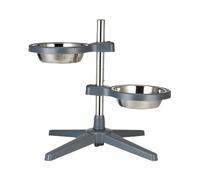 Adjustable Dog Bowl Stand, Non-Skid Raised Pet Feeder, Stable Elevated Feeding Station Dogs and Cats, Includes Food Bowls for Comfort (14.37x14.37x18.31 Inches)