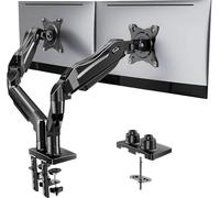 Adjustable Dual Monitor Stand for 13-32" Screens, Full Motion VESA Mount with C-Clamp & Grommet Base