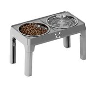Adjustable Elevated Dog Bowl Stand, Raised Water and Food Bowls for Pets, 5 Height Levels Feeding Station for Small Medium Large Cats Kittens Puppies Anti-Slip Easy Clean Design 43x24.5x24cm
