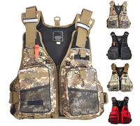 Adjustable Fly Fishing Life Vest with Breathable Mesh Design, High Buoyancy Outdoor Safety Vest with Multi-Pockets for Boating Kayaking Surfing Swimming Paddle Sports Men Women(YellowCamouflage)