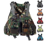 Adjustable Fly Fishing Swim Vest for Adults Men Women, Comfortable High Buoyancy Design with Breathable Mesh Back and Multi-Pockets for Kayaking Boating Fishing Water Sports(Camouflage)