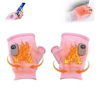 Adjustable Heated Gloves for Women, Rechargeable Portable Heating Gloves, Heated Fingerless Gloves,3 Speed Adjustable Heating Gloves Warm Riding Gloves Sports Skiing Gloves (pink)