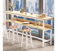 Adjustable High Bar Table Rectangular Metal Frame Pub Table with Footrest for Small Spaces Perfect for Kitchen Dining and Living Room Use Compact Coffee Desk (Color3 10)