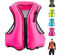 Adjustable Inflatable Swimming Vest for Adults Men Women, Buoyancy Aid Swim Vest for Snorkeling Kayaking Boating Fishing Water Sports Safety Floatation Equipment(Pink)