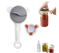 Adjustable Jar Opener for Seniors with Arthritis, 4-in-1 Multi-Function Bottle Opener, Ergonomic Kitchen Gadget for Weak Hand Strength, Easy Grip Lid Remover for Standard & Twist Tops (Gray)