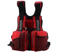 Adjustable Kayak Vest for Men and Women Fly Fishing, Safety Buoyancy Design with Cross Strap, Lightweight Multi-Pocket Vest for Kayaking, Boating, Fishing and Water Sports(Red)