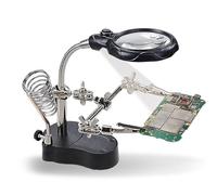 Adjustable LED Magnifying Glass Soldering Station, LED Lighted 3.5X 12X Magnifier with 360° Lamp, Lens, Auxiliary Clips Alligator Clamp for Miniatures Projects,Model Making, Soldering (1Pcs)