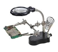 Adjustable LED Magnifying Glass Soldering Station, Miniature Assembly Complete Soldering with Stable Base, LED Lighted 3.5X 12X Magnifier with 360° Lamp,Lens,Auxiliary Clips Alligator Clamp (1Pcs)