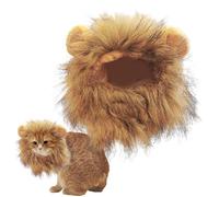 Adjustable Lions Mane For Dogs - Realistic Pet Costume with Ears, Funny Cat Lion Mne Outfit, Comfortable Puppy Cosplay Headwear, Soft Brown Mane Wig, Festive Kitten Halloween Apparel | For Dogs