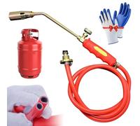 Adjustable Liquefied Gas Flame Torch Set, Propane Torch Weed Burner Kit Heavy Duty with Self Igniting, High Output Flamethrower for Flame Weeding, Roof Asphalt, Ice Snow Removal(Single switch)