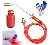 Adjustable Liquefied Gas Flame Torch Set, Propane Torch Weed Burner Kit Heavy Duty with Self Igniting, High Output Flamethrower for Flame Weeding, Roof Asphalt, Ice Snow Removal(Double switch)