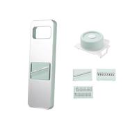 Adjustable Mandoline Food Slicer for Kitchen, Hand Safe Vegetable Shredder with 6 Blades, Vegetable, Potato,Carrot, Onion Stainless Steel Cutter with Anti Slip Pad, Hand Protector (Mint green, 3