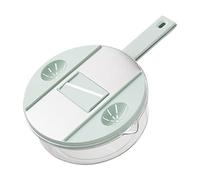 Adjustable Mandoline Food Slicer for Kitchen, Hand Safe Vegetable Shredder with 6 Blades, Vegetable, Potato,Carrot, Onion Stainless Steel Cutter with Anti Slip Pad, Hand Protector (Round Mint Green,