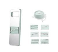 Adjustable Mandoline Food Slicer for Kitchen, Hand Safe Vegetable Shredder with 6 Blades, Vegetable, Potato,Carrot, Onion Stainless Steel Cutter with Anti Slip Pad, Hand Protector (Mint Green, 6