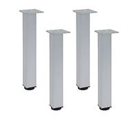 Adjustable Metal Square Table Legs,Sofa Legs,Bathroom Cabinet Support Legs,Kitchen Wardrobe Feet,for TV Cabinets,Bedside,with Screws,4 Pieces, 150mm/5.9in,Silver