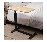 Adjustable Mobile Standing Desk Height-Adjustable It Can Be Used in The Bedroom Living Room Balcony Bed Nursing (Color : White L) (Wood Color K)