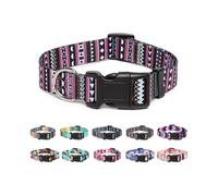 Adjustable Nylon Dog Collar with Patterns, Soft Comfy Pet Collar for Small Medium Large Dogs (S, Arrow)