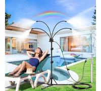 Adjustable Outdoor Misting Cooling System, Rotating Dancing Flower Water Sprinkler with 26FT Misting Line & Tripod Stand, Portable Garden Mister Cooling for Yard, Pool, Pet Cooling (1PC)