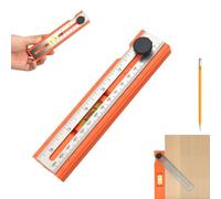 Adjustable Positioning Marking Protractor Tool,Drilling Positioning Ruler, Angle Measuring Tool for Woodworking with Rotatable Knob,15°-90° Multi Angle Marking,Bubble Level/Fixed Point Marking (1pcs)