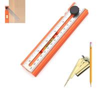 Adjustable Positioning Marking Protractor Tool, Multifunctional Depth Measuring Ruler with Angle 15°-90°, Bubble Level & Fixed Point Marking, Rotatable Knob,Angle Finder Woodworking