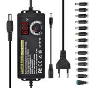 Adjustable Power Supply Universal, 3 V ~ 24 V 3a 72w Ajustable Variable AC/DC Adaptador, 100 V-240 V AC A DC Converter con Pantalla De TensióN Led Y 14 Puntas Y Convertidor De Polaridad