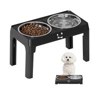 Adjustable Raised Pet Bowl Stand, 5-Level ABS Feeder with Stainless Steel Bowls, Ergonomic Elevated Feeding Station for Dogs Cats Puppies, 1200ml Single or 2400ml Double Bowl Options