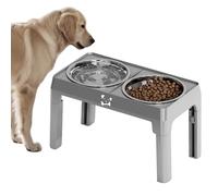 Adjustable Raised Pet Bowl Stand, 5-Level ABS Feeder with Stainless Steel Bowls, Ergonomic Elevated Feeding Station for Dogs Cats Puppies, 1200ml Single or 2400ml Double Bowl Options
