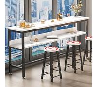 Adjustable Rectangular Bar Table with Footrest High Table for Dining & Breakfast Metal Frame Pub Desk for Small Spaces Kitchen & Living Room (Color 5 16)