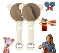 Adjustable Stainless Steel Jar Opener, Jar Opener for Weak Hands with Bottle Cap Opener, Multifunctional Lid Gripper & Bottle Opener for Jars Cans Wine Bottles, Home Kitchen Helper (2PCS)