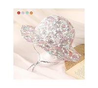 Adjustable Sun Hat Made of Cotton Floppy Disk for Children, Cartoon Print, Bucket Hat for Boys and Girls, Cap Circumference 50-52 Cm (Pink + Mushroom)