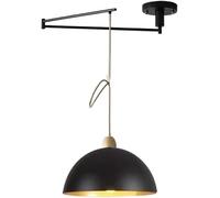 Adjustable Swing Arm Pendant Light - White Industrial Dome Hanging Light - Farmhouse Black Metal Mid Century Modern Chandelier Compatible with Dining Table Kitchen Island Bedroom Restaurant (Color : D