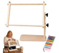 Adjustable Tabletop Embroidery Stand & Cross Stitch Frame Holder, 360° Rotating Wooden Needlepoint Lap Rack for Hands-Free Stitching,Cross Stitch Accessories for DIY Craft (23*46cm)