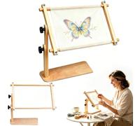 Adjustable Tabletop Embroidery Stand - Cross Stitch Frame Holder,Needlepoint Scroll Frame Support,360° Wooden Embroidery Table Stand,for Diy Stitching Craft Floor and Home Party ，L (9"x18")
