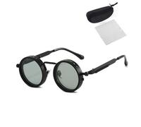 Adjustable Tint Rounded Polarized Lenses Retro Sunglasses, ND9 Stepless Lens with 1-9 Gear Transition, UV Protection, for Men Women (Black)