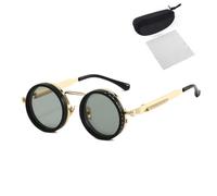 Adjustable Tint Rounded Polarized Lenses Retro Sunglasses, ND9 Stepless Lens with 1-9 Gear Transition, UV Protection, for Men Women (Gold)