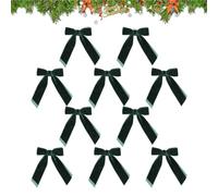Adjustable Velvet Ribbon Bows - Set of 10 Festive Wreath Ornaments, Holiday Decor | Indoor Outdoor Home Party Christmas Tree Adornments for Family, Seasonal Celebrations, Decorative Accents