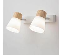 Adjustable Wall Sconce 2 Light E26 Base Middle Ages Style Wood Finish Modern Lamp for Bathroom Mirror Front Living Room Cabinets Porch