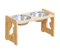 Adjustable Wooden Dog Cat Bowl Rack - Healthy Elevated Feeding | Raised Pet Feeder with Non-Slip Feet | For Small Large Dogs, Reduces Neck Strain