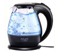 Adler AD-1224 - Hervidor de agua, 1,5 litros, cristal, color negro