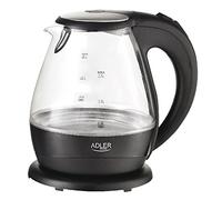 Adler AD-1224 - Hervidor de agua, 1,5 litros, cristal, color negro
