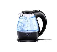 ADLER AD 1224 Hervidor de Agua Eléctrico de Cristal 1,5 Litros, Vidrio sin BPA, Retroiluminado, Apagado Automático, Inalámbrico 360º sin Cable, 2200W