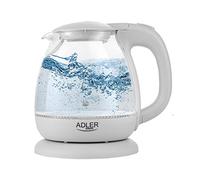 Adler AD1283C Hervidor de Agua Eléctrico de Cristal 1 Litro, Vidrio sin BPA, Retroiluminado, Apagado Automático, Inalámbrico 360º sin Cable, 1100W
