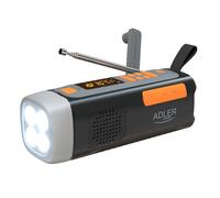Adler AD 1920 - Radio de emergencia con panel solar generador manual y batería externa 4500 mAh FM AM SW Bluetooth 5.0 Linterna LED Lámpara de camping SOS USB C Supervivencia al aire libre Camping
